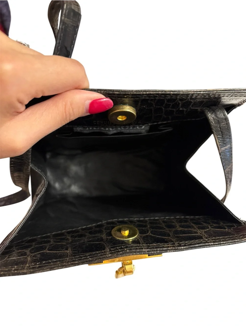 Vintage Maraolo Genuine Leather Crocodile-Embossed Shoulder Bag